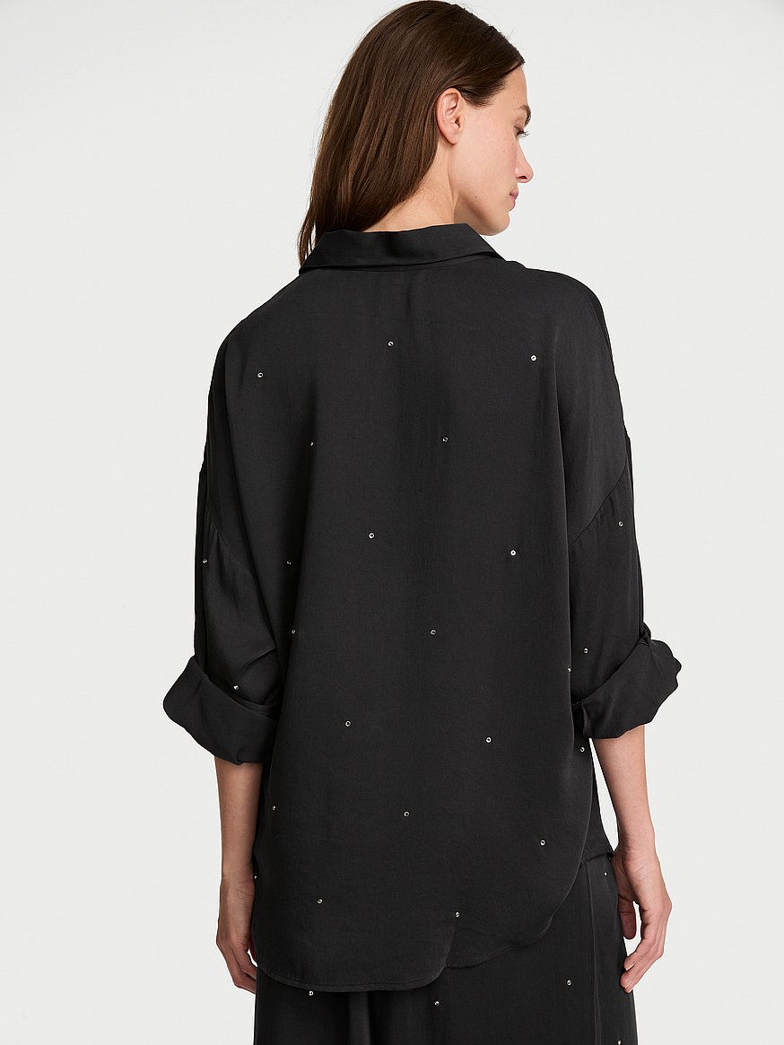 silky shine button front shirt silky shine button front shirt