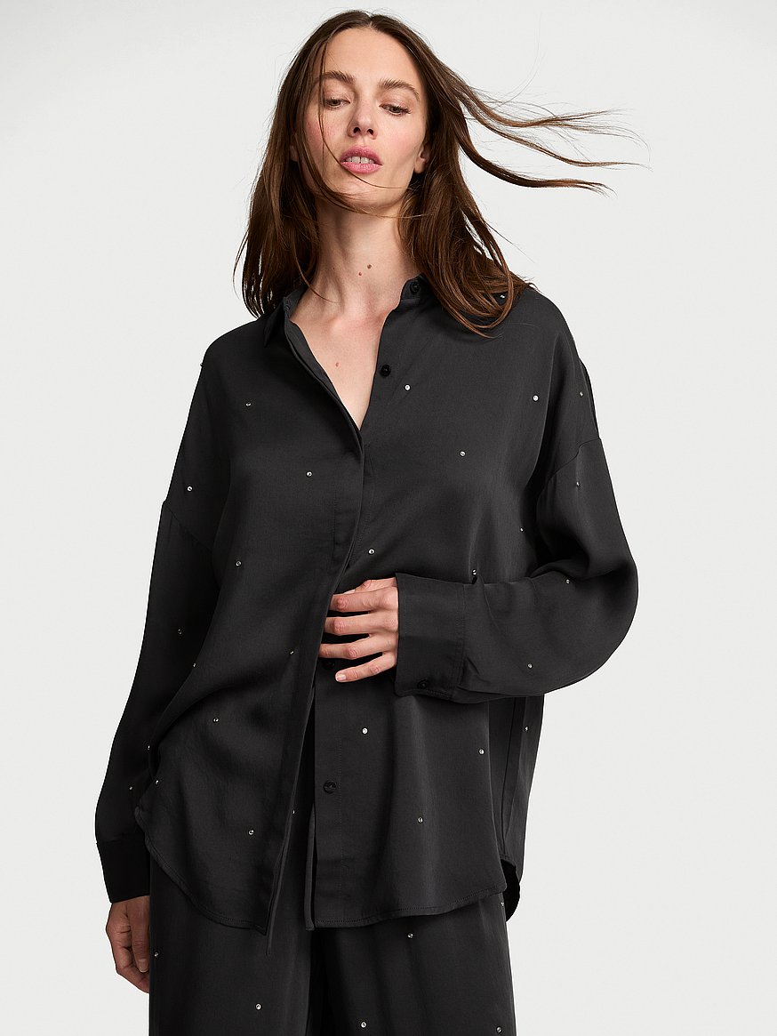 silky shine button front shirt silky shine button front shirt
