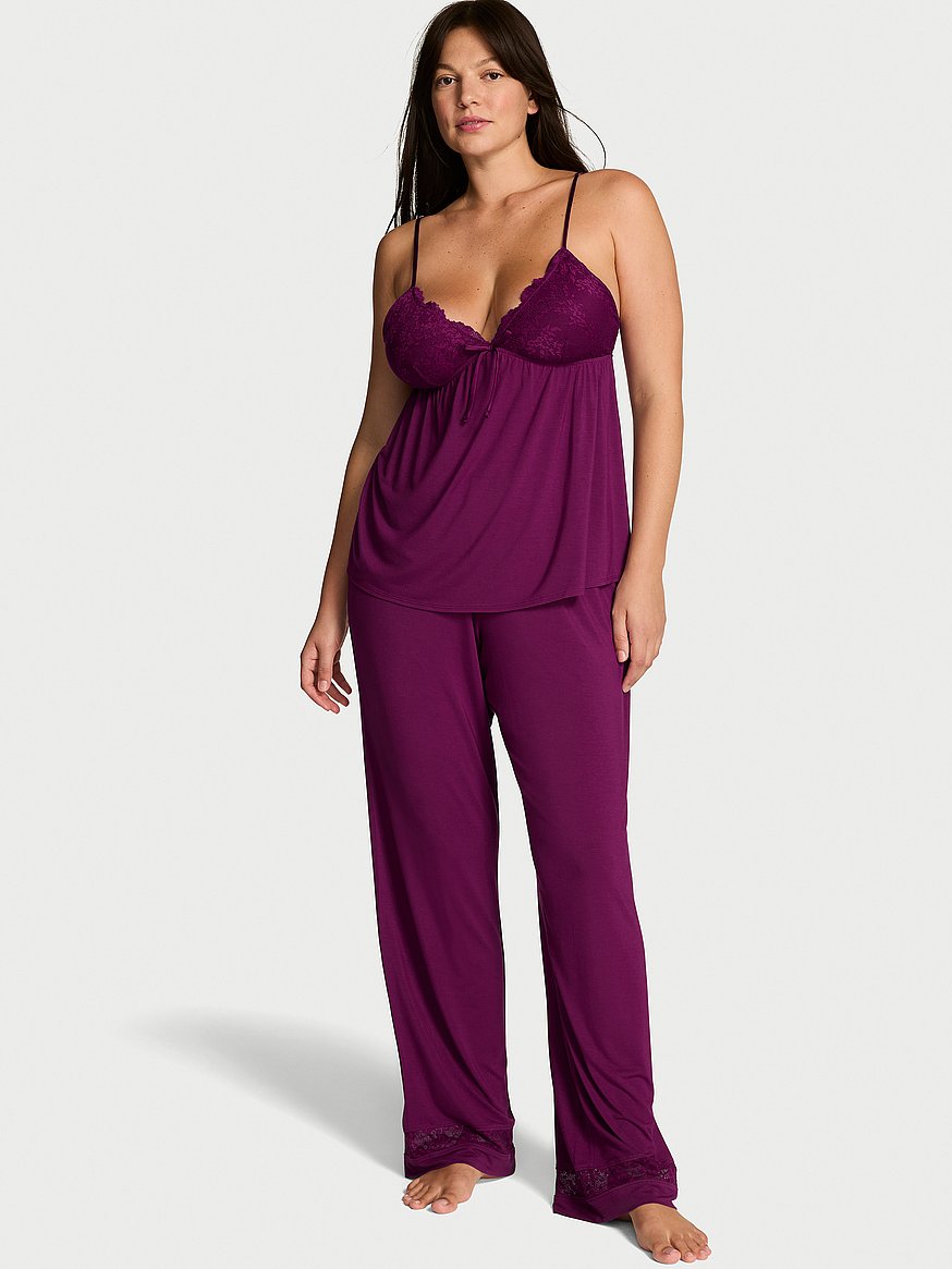 sosoft™ modal lace trim cami & pants set sosoft™ modal lace trim cami & pants set