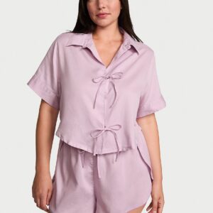 modal cotton tie front short pajama set