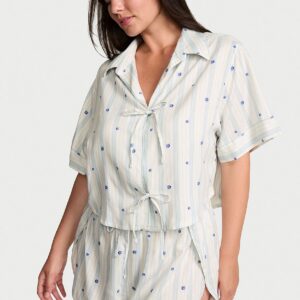 Витрина modal cotton tie front short pajama set