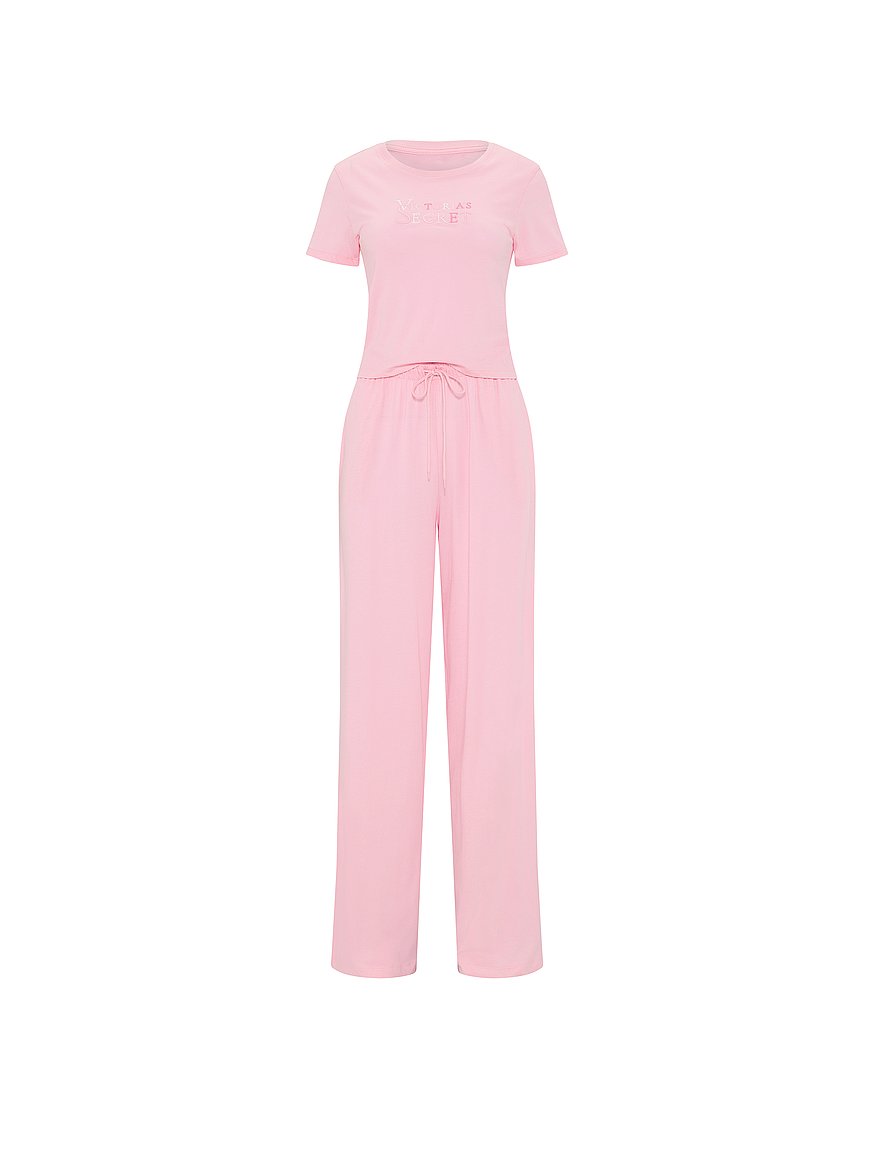 100% cotton tee long pajama set 100% cotton tee long pajama set