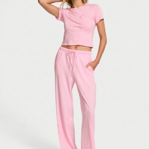 100% cotton tee long pajama set
