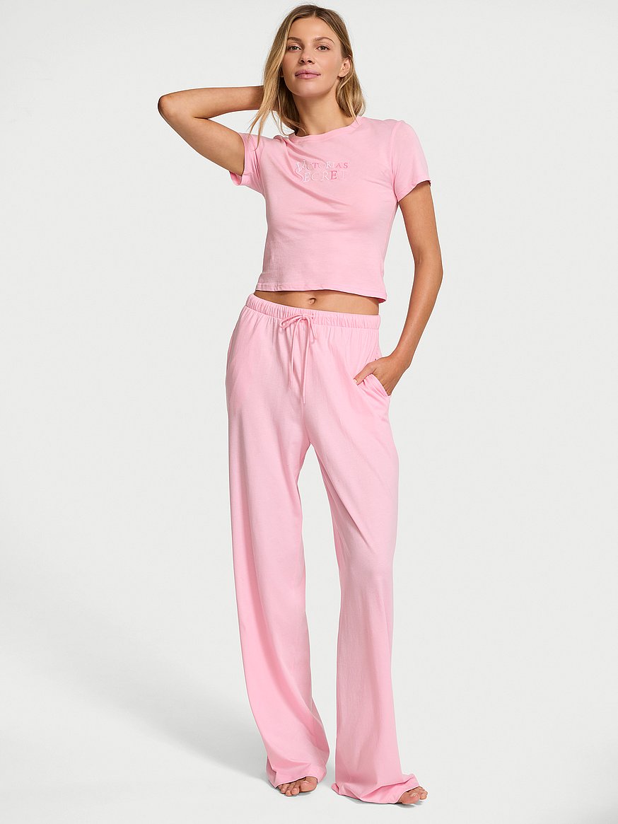 100% cotton tee long pajama set 100% cotton tee long pajama set