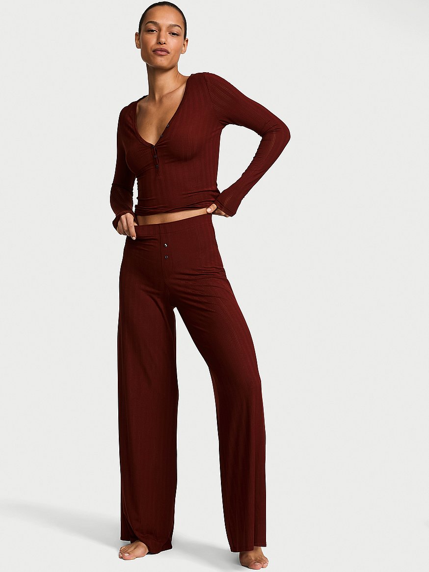 sosoft™ modal ultra fine henley top & pant set sosoft™ modal ultra fine henley top & pant set