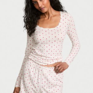 Витрина pointelle rib long sleeve tee & short set