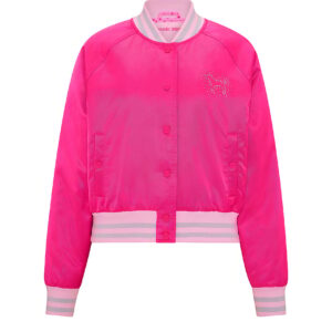 pink | elle satin varsity jacket