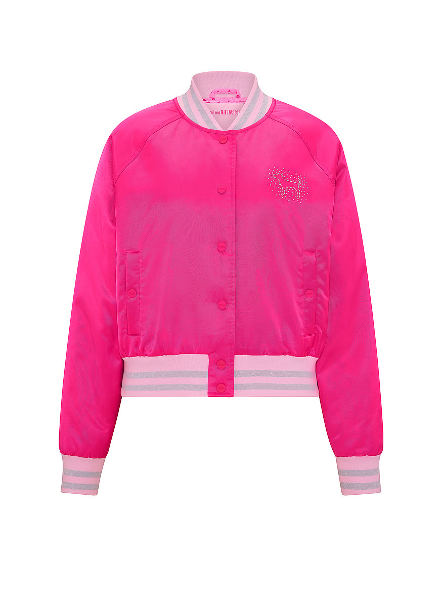 pink | elle satin varsity jacket pink | elle satin varsity jacket