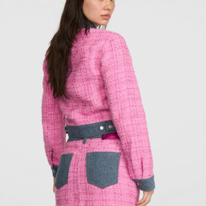 pink | elle denim tweed skirt
