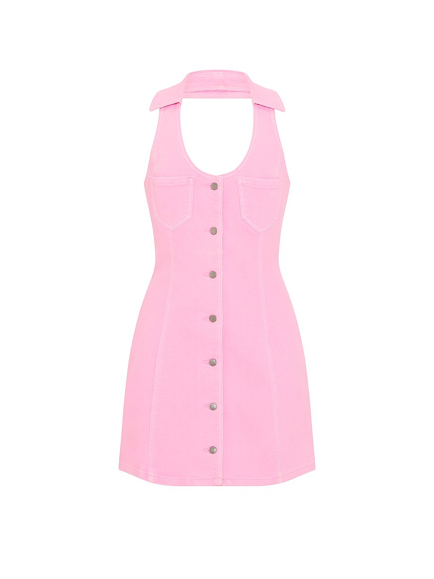 pink | elle denim halter dress pink | elle denim halter dress