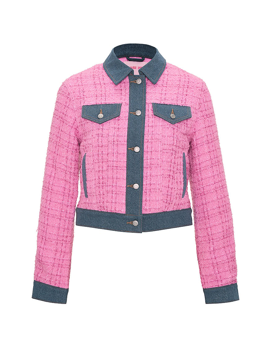 pink | elle denim tweed jacket pink | elle denim tweed jacket