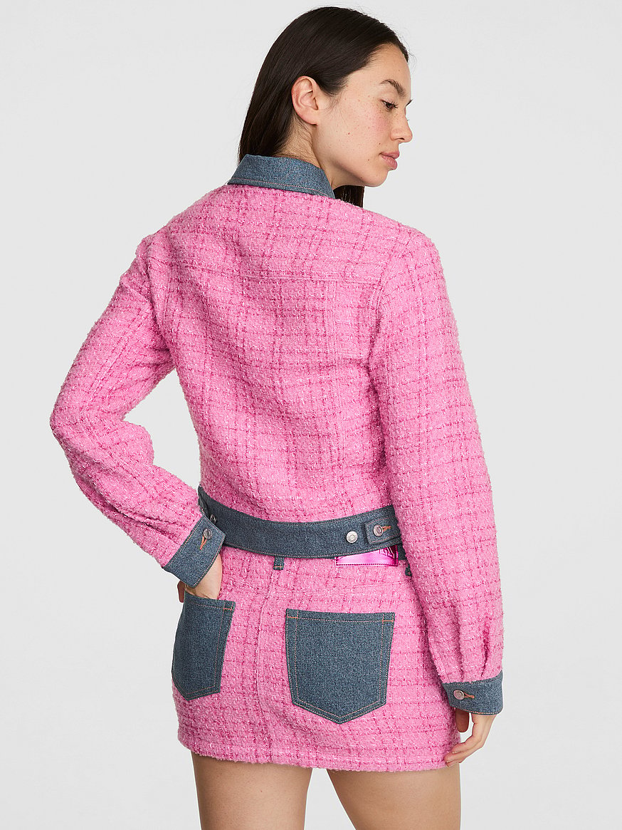 pink | elle denim tweed jacket pink | elle denim tweed jacket