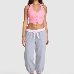 pink | elle denim halter top