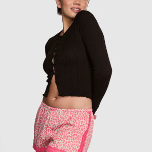 silky lace trim boxy pajama shorts