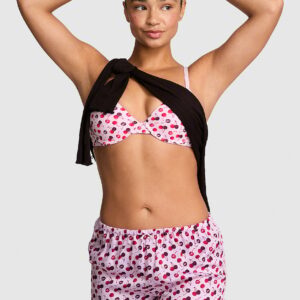 silky lace trim boxy pajama shorts