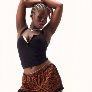 silky lace trim boxy pajama shorts