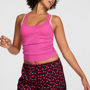 silky lace trim boxy pajama shorts
