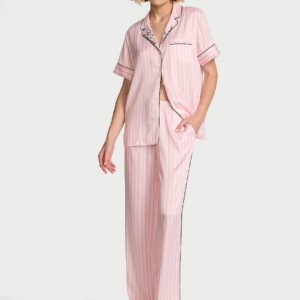 Витрина signature satin short sleeve long pajama set