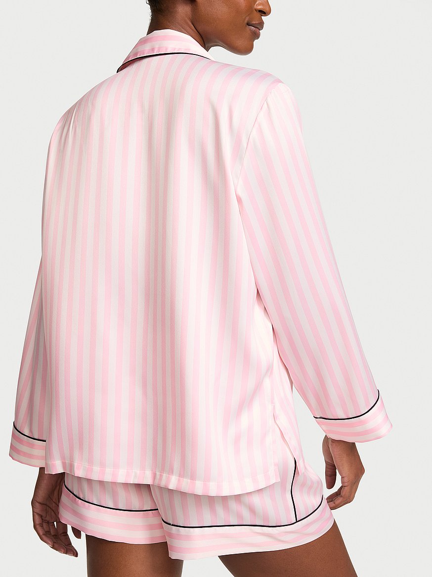 signature satin long sleeve short pajama set signature satin long sleeve short pajama set