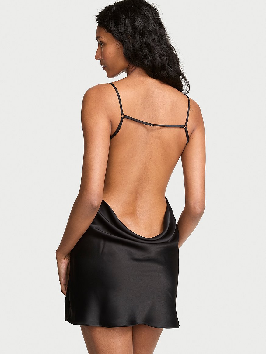 satin draped low back mini slip satin draped low back mini slip