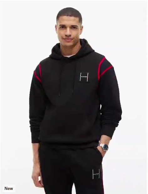 i i logo patch pique hoodie
