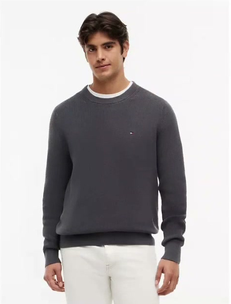 mixed knit crewneck sweater