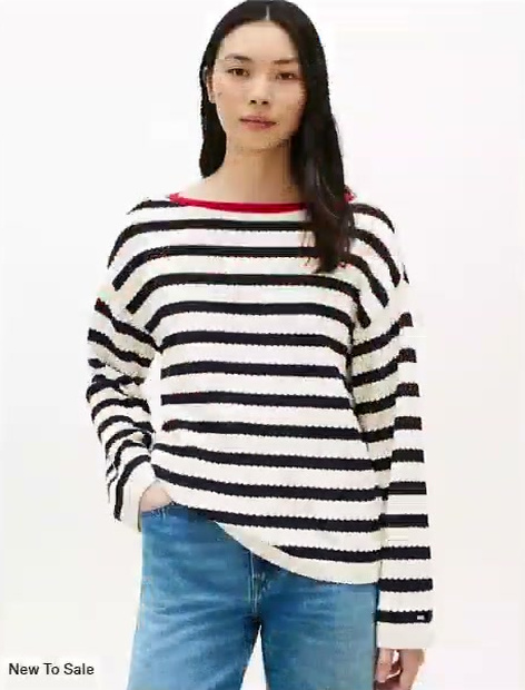 breton stripe pointelle boatneck sweater