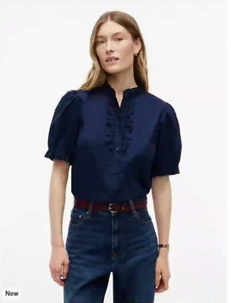 ruffle trim poplin shirt
