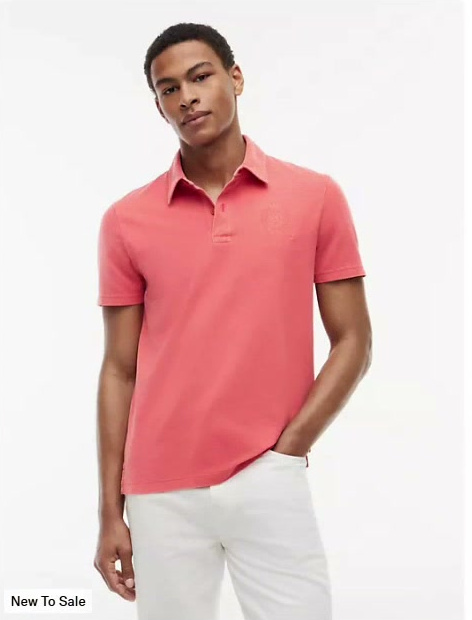 regular fit garment dyed crest polo