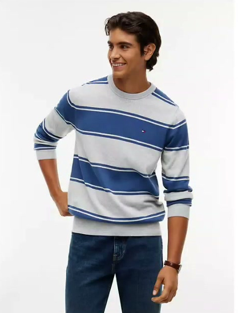 rugby stripe crewneck sweater