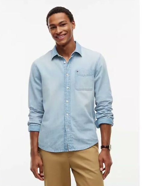 regular fit chambray pocket shirt