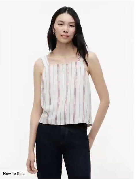 striped linen blend tank top