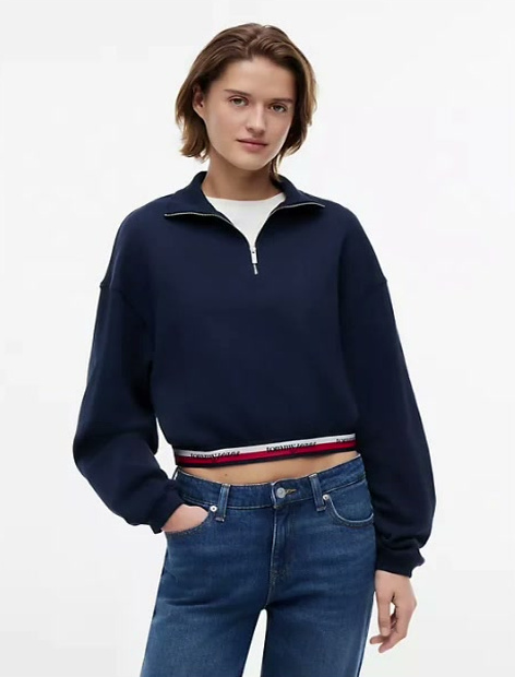 tommy jeans boxy quarter zip sweatshirt