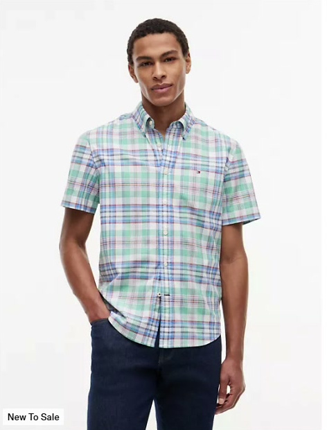 regular fit plaid oxford shirt