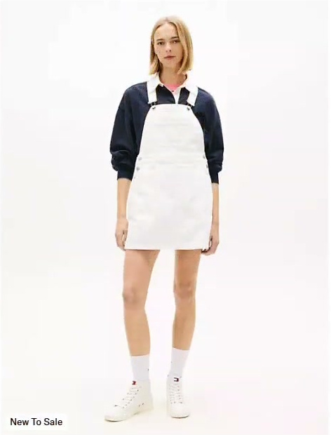 tommy jeans denim overall mini dress