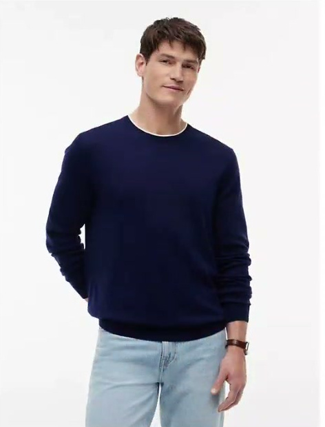 regular fit tipped crewneck sweater