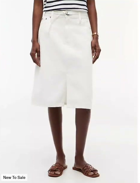 belted white denim skirt