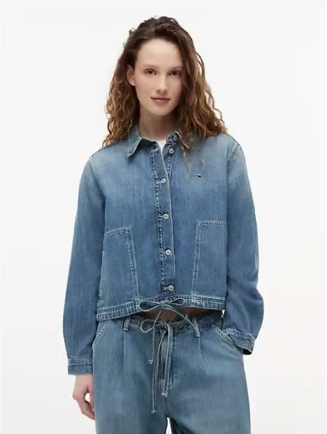 tommy jeans tie hem denim chore jacket