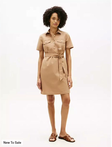 short sleeve belted utility shirtdress
