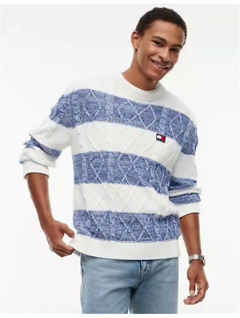 tommy jeans heathered cable knit sweater