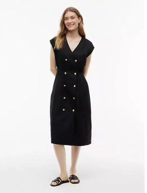 nautical cotton linen blend midi dress