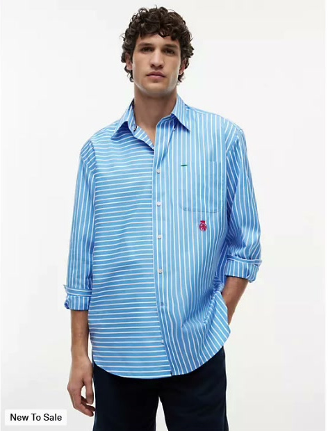 relaxed fit mixed stripe shirt