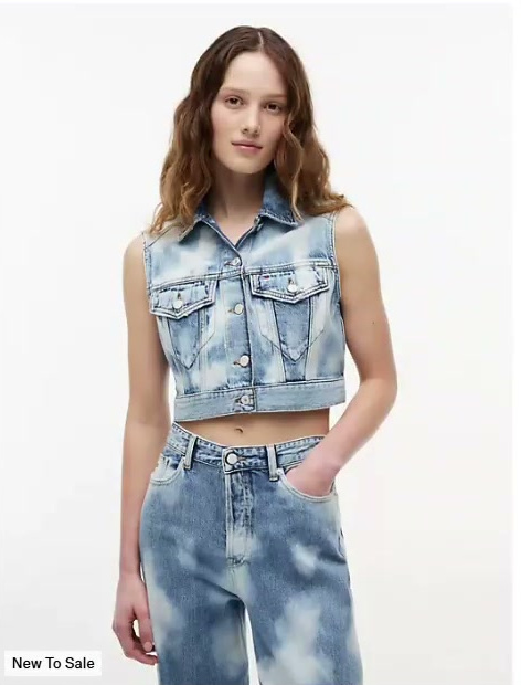 tommy jeans cropped denim vest