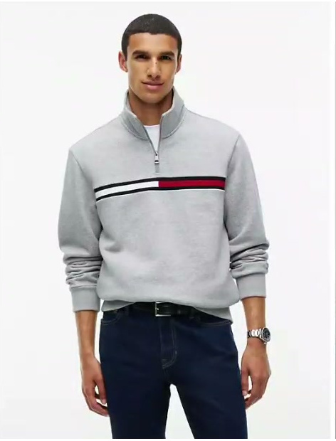 flag stripe logo quarter zip sweatshirt
