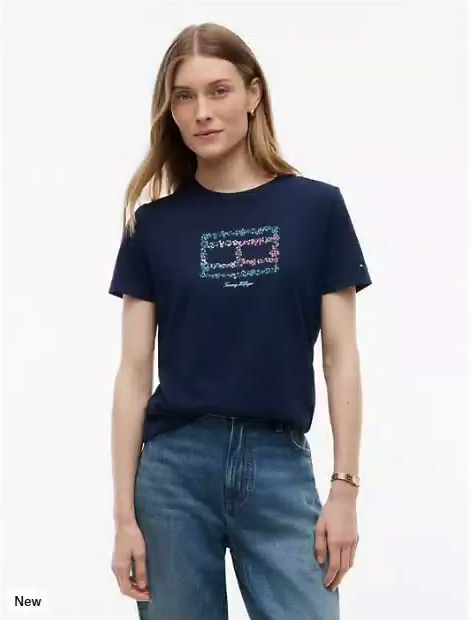 relaxed fit floral flag logo t shirt
