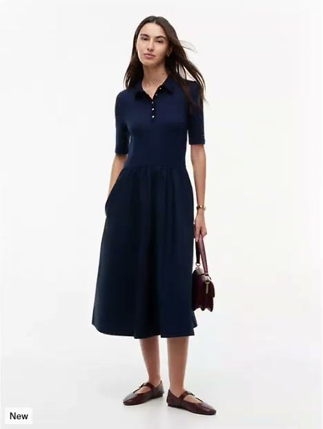 mixed media polo midi dress