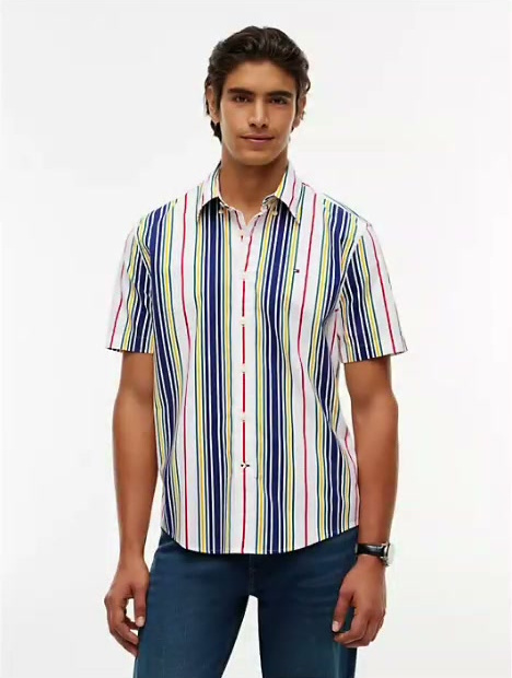 regular fit multi stripe oxford shirt