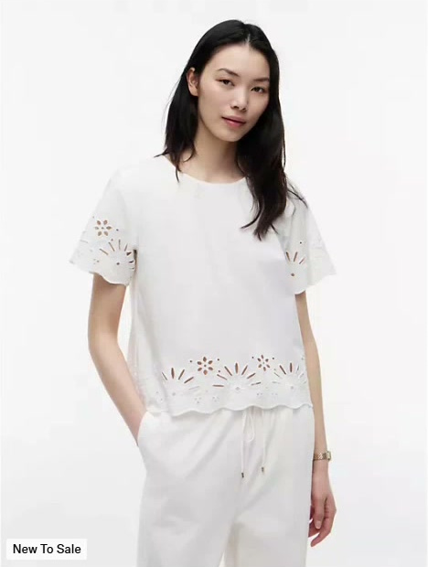 embroidered eyelet poplin top