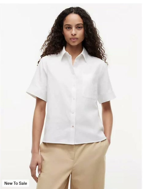 short sleeve linen blend shirt