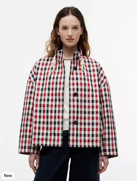 water repellent relaxed checked parka